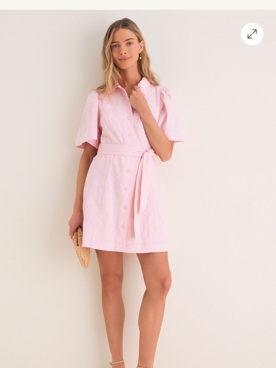 Hyacinth House Dresses & Skirts - Light Pink Button-Front Mini Dress with Tie Waist